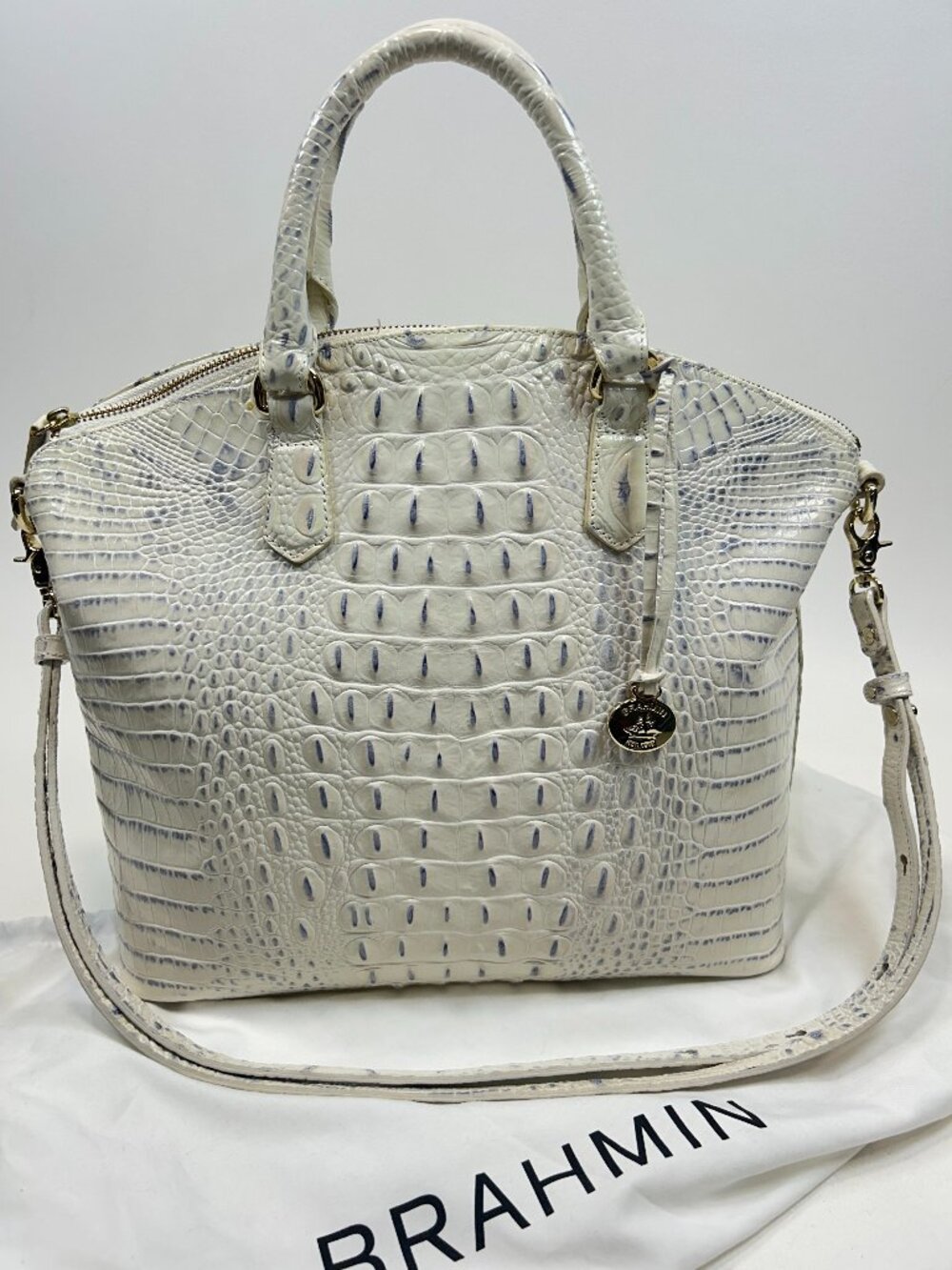 BRAHMIN Duxbury Leather Satchel/Shoulder Bag in Crystal